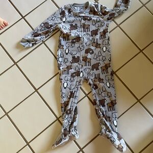 Carters Gray and Brown Animal Print Kids Footie